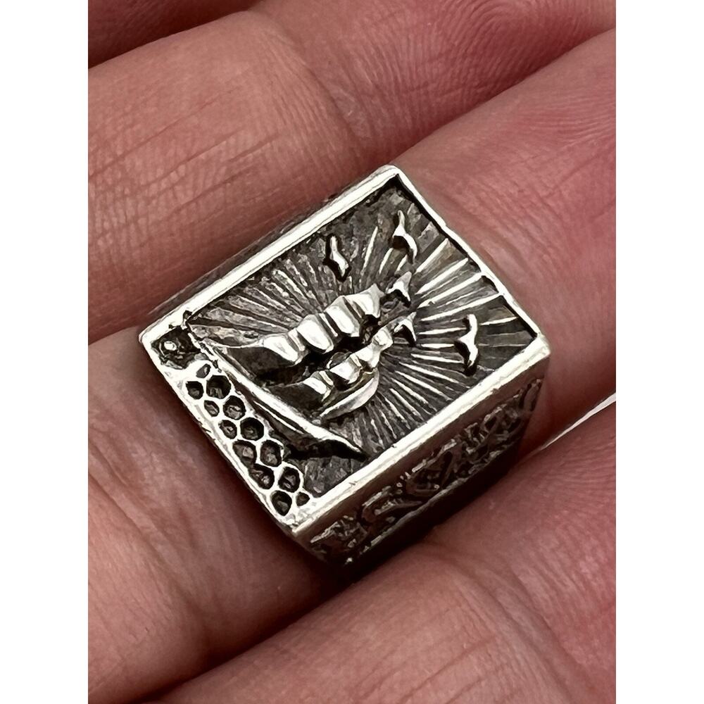 Vintage Boat Ship Handmade Sterling Silver 925 Ring Size 9
